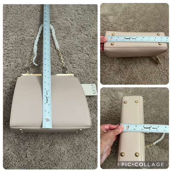 NWT new Anthropologie Aota Nicky shoulder bag faux leather pink gold crossbody - Picture 16 of 17